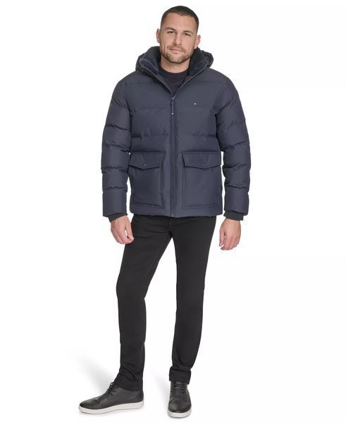 TOMMY HILFIGER Men's Two Pocket Hooded Puffer Jacket 155AP179-NAVY фото